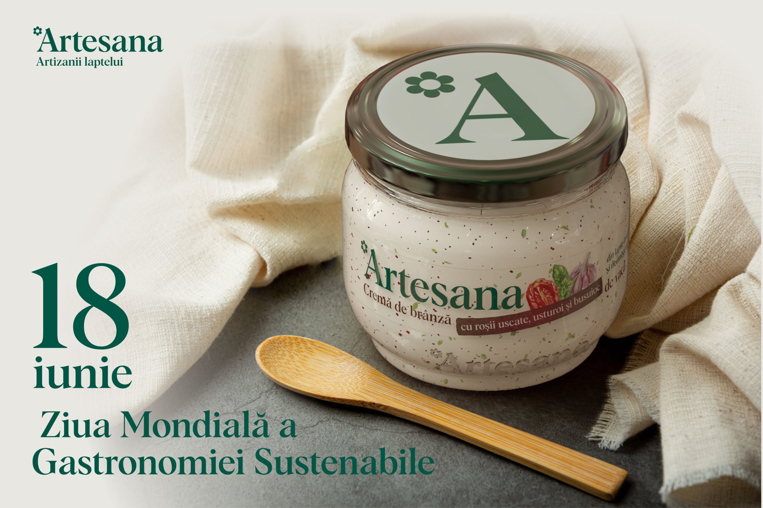 Crema de branza din lapte de vaca cu rostii uscate, usturoi si busuioc