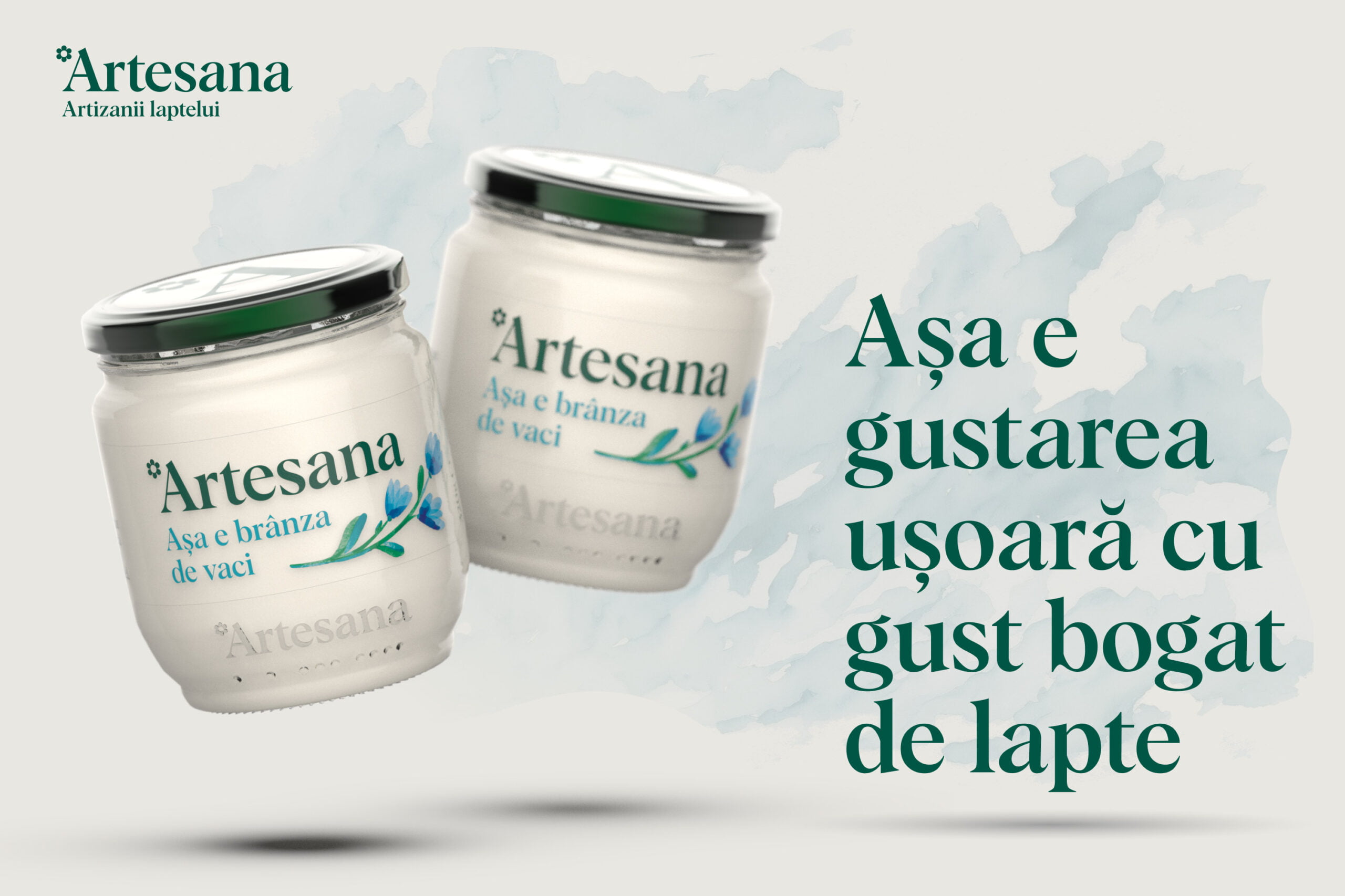Doua borcane de branza de vaci Artesana 320g