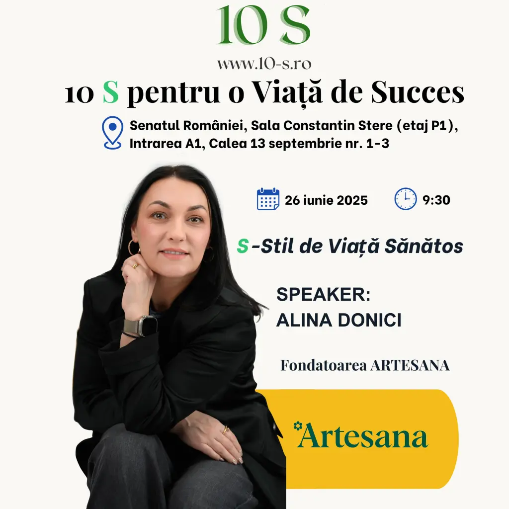 Alina Donici pe o imagine care anunta o conferinta in cadrul Senatului Romaniei