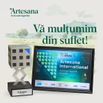 Artesana premiată la BVB Arena 2025 – trofeu și diplomă finalistă companie vot public, mulțumire clienților și susținătorilor.
