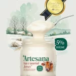 Iaurt Artesana Jersey 5% grăsime, iaurt natural din lapte de vacă Jersey, premiat Gustul Ales 2025, prezentat în borcan de sticlă