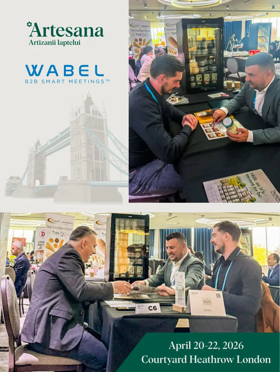 Daniel Donici si Paul Ilion reprezeinta Artesana la Wabel B2B Smart Meetings Londra 2026, întâlniri de business și prezentare produse lactate artizanale la Courtyard Heathrow London