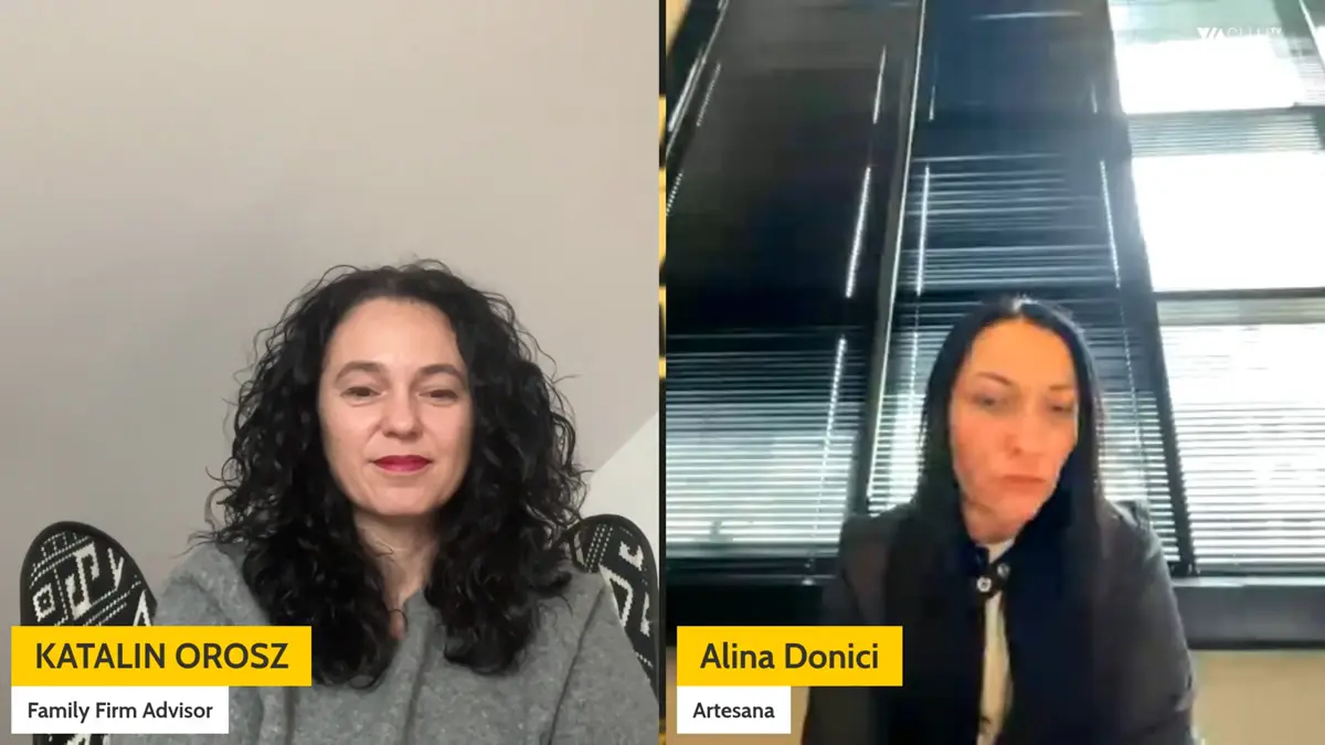 Alina Donici, cofondatoare Artesana, în interviu video online alături de Katalin Orosz, discutând despre antreprenoriat în industria lactatelor artizanale